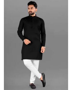 Men Solid Cotton Blend Straight Kurta