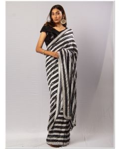 Black and White Saree